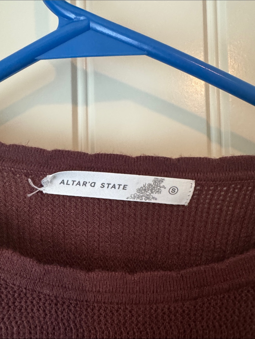 Altar'd State Maroon Ruffle Drawstring Knit Sweater Top - Picture 3 of 6
